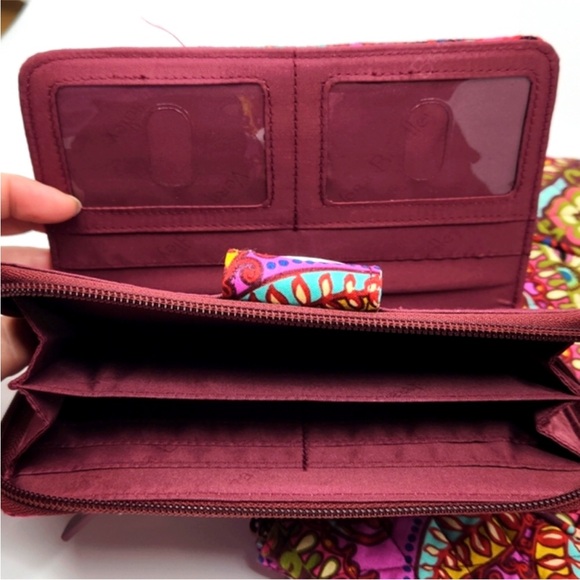 Vera Bradley Two Piece Crossbody Bag & Matching Wallet Set Fuchsia Blue … - Picture 7 of 13